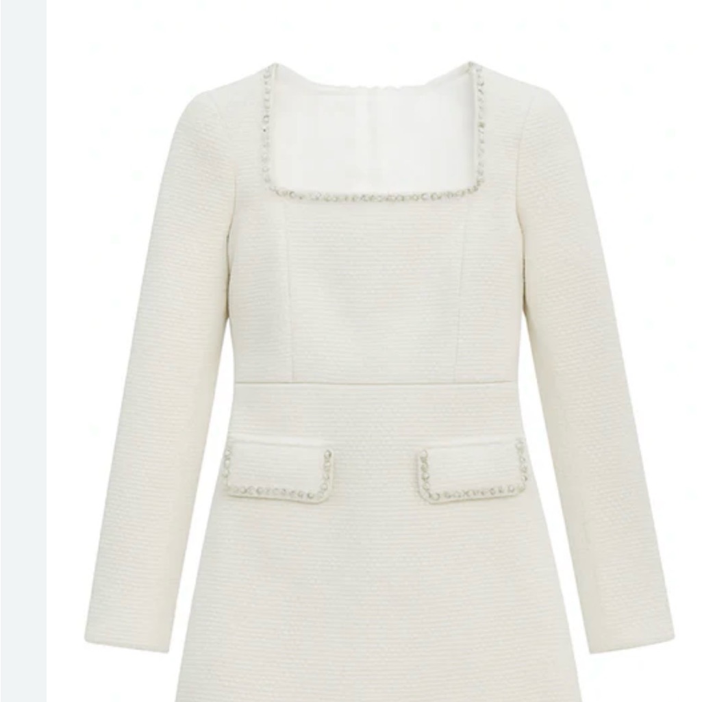 Katie J Nyc Cream Long Sleeve Dress